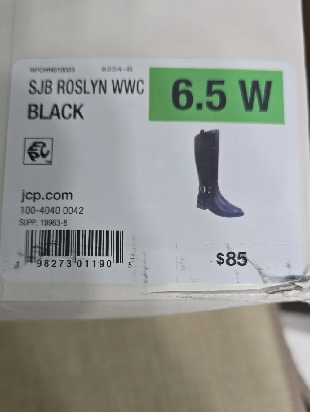 St.John's Bay Black Faux-Leather Over-the-Knee Boots with Croc-Texture Cuff